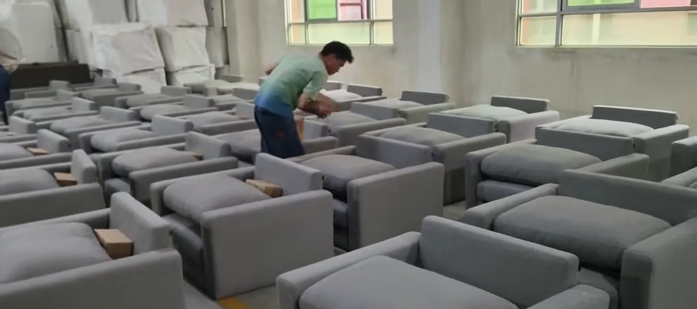 Furniture quality inspection underway in the workshop
