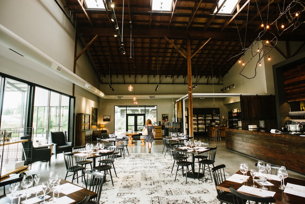 Hotel restaurant furniture with dining chairs and tables