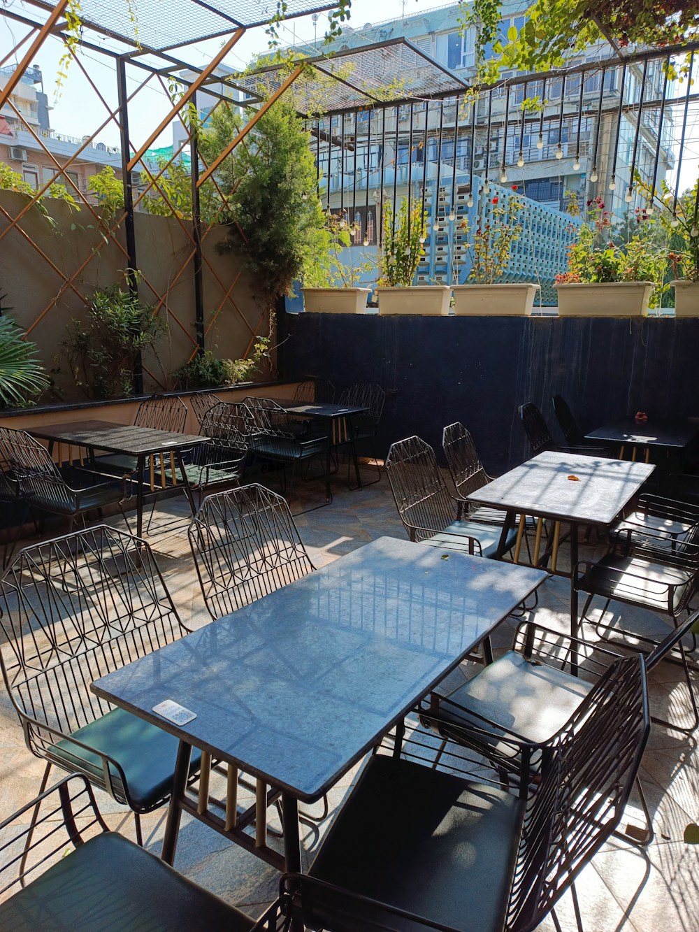 Outdoor dining furniture set for hotel terrace