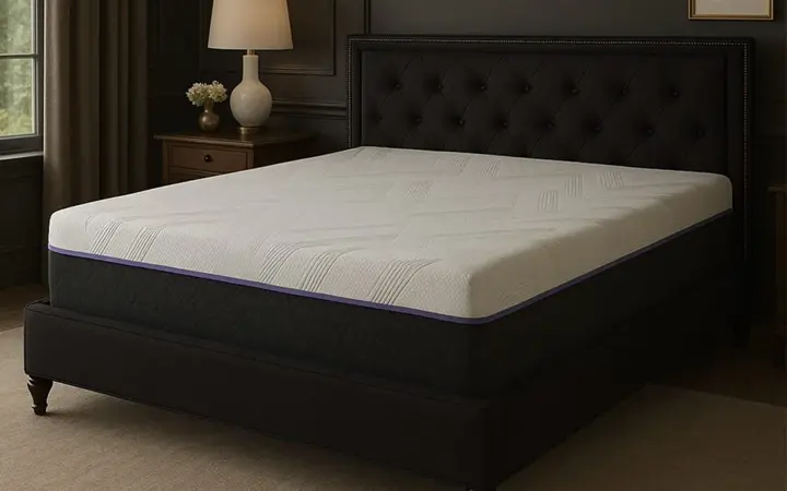 Quilted white mattress shown on a plain studio background
