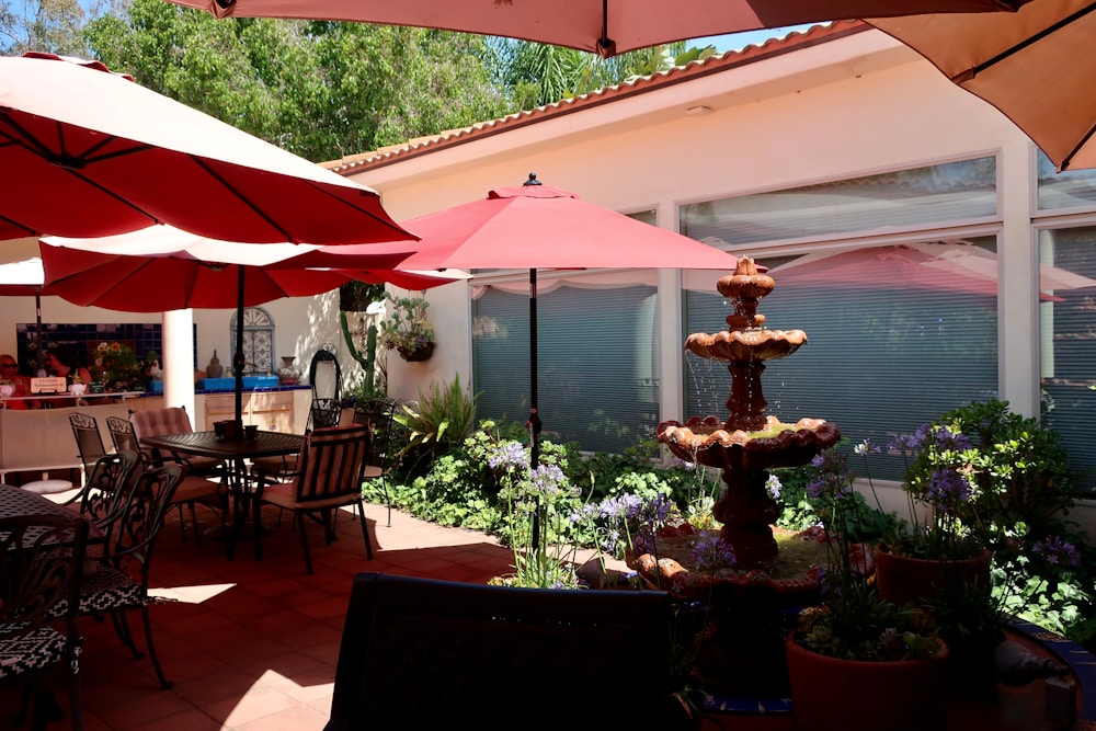 Outdoor resort patio furniture with lounge seating
