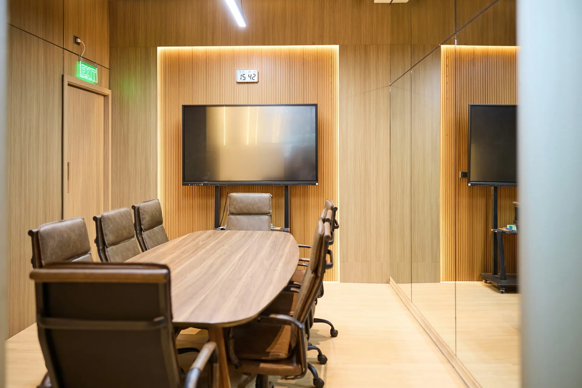 Office reception and lounge furniture with adjacent work and meeting areas