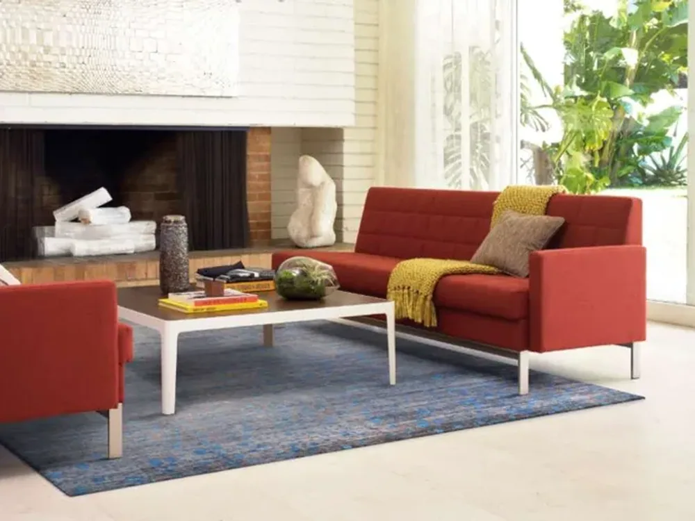 Upholstered sofa set in a furnished room illustrating model-based customization